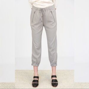 GO SILK GO Silk Zippy Jogger Pant Washable Lightweight Gray Drawstring Waist M
